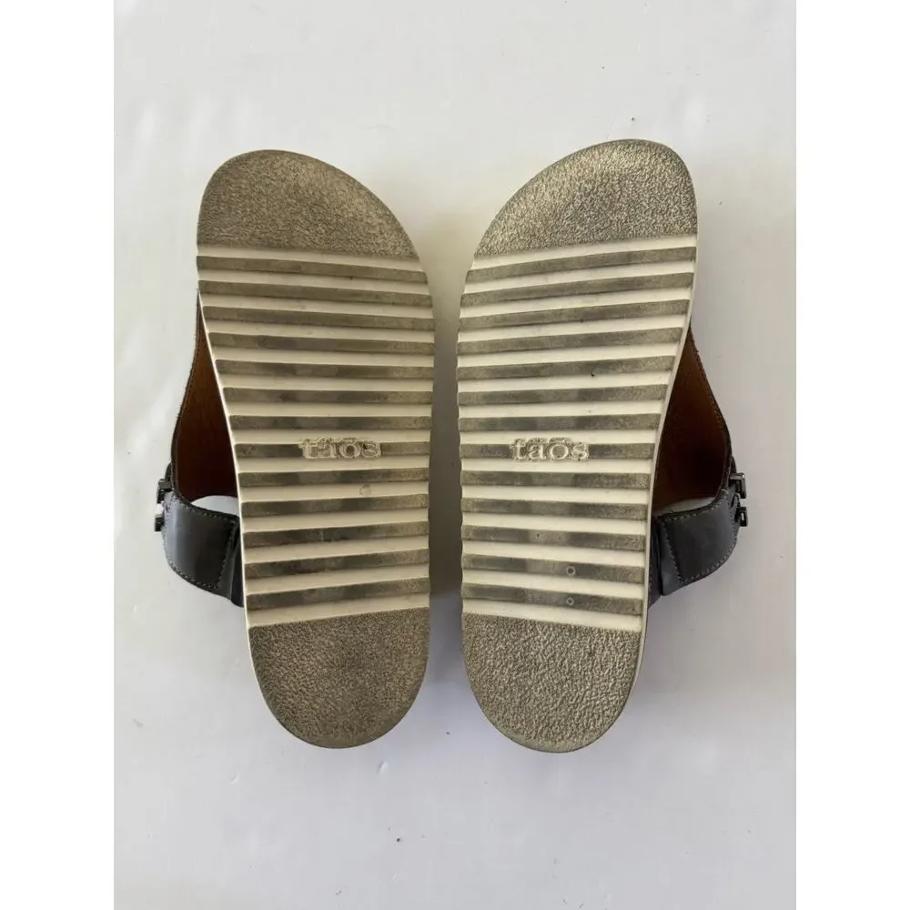 Taos Stupendous Thong Sandals In Steel Grey VGUC Womens 9 - 9.5 Leather #NE24